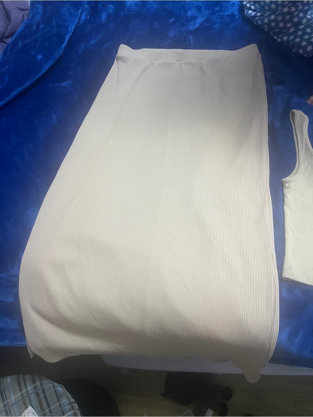 Old Navy Cream Ribbed Midi Skirt